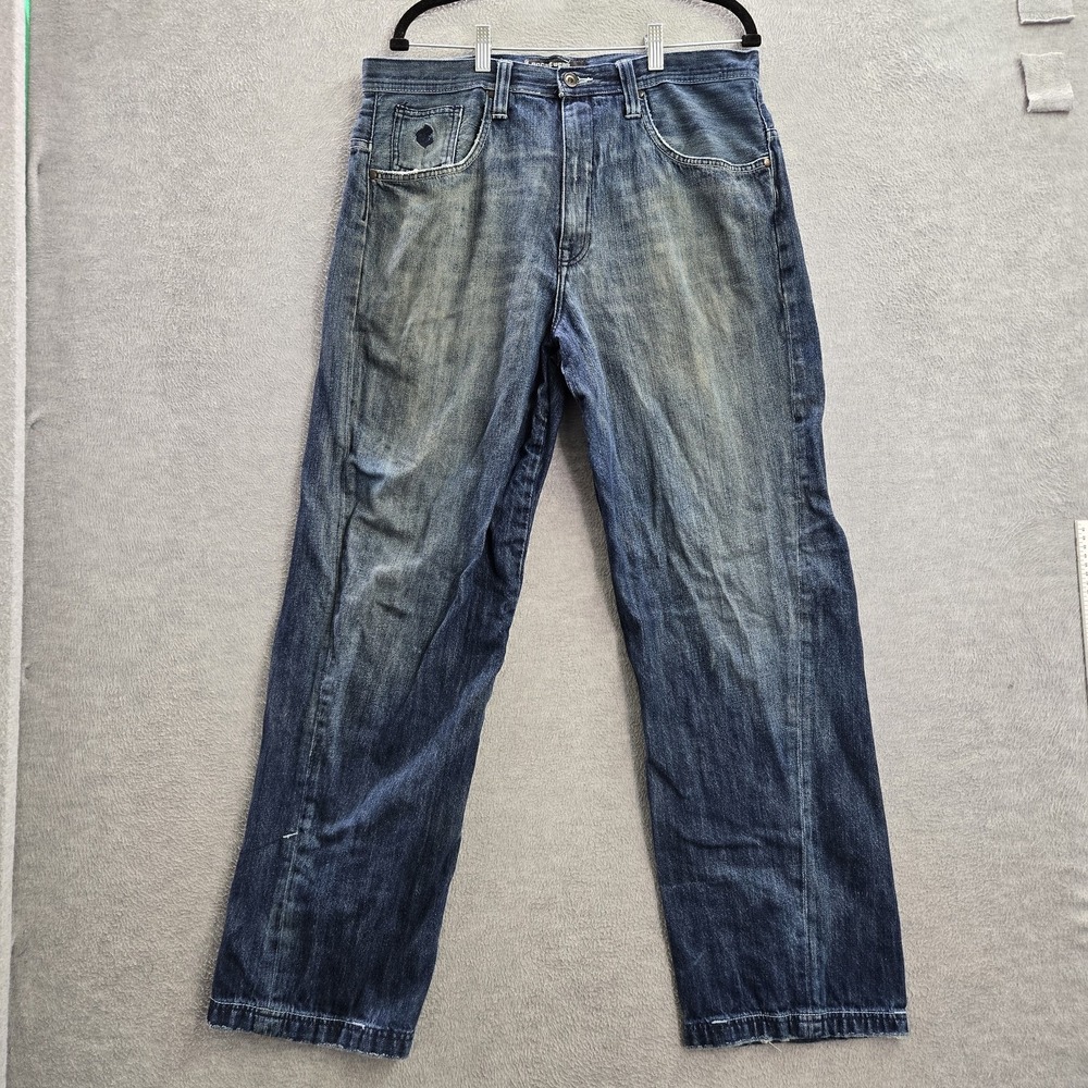 VINTAGE Rocawear Men Jeans 34X33 Blue Denim Logo 31" Inseam Skater Y2K READ